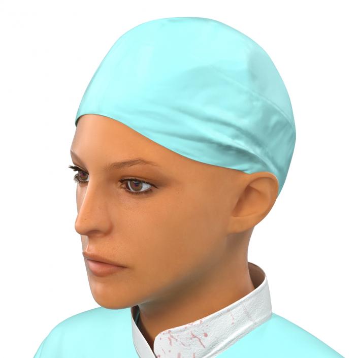 3D Female Surgeon Mediterranean with Blood Rigged 2 model