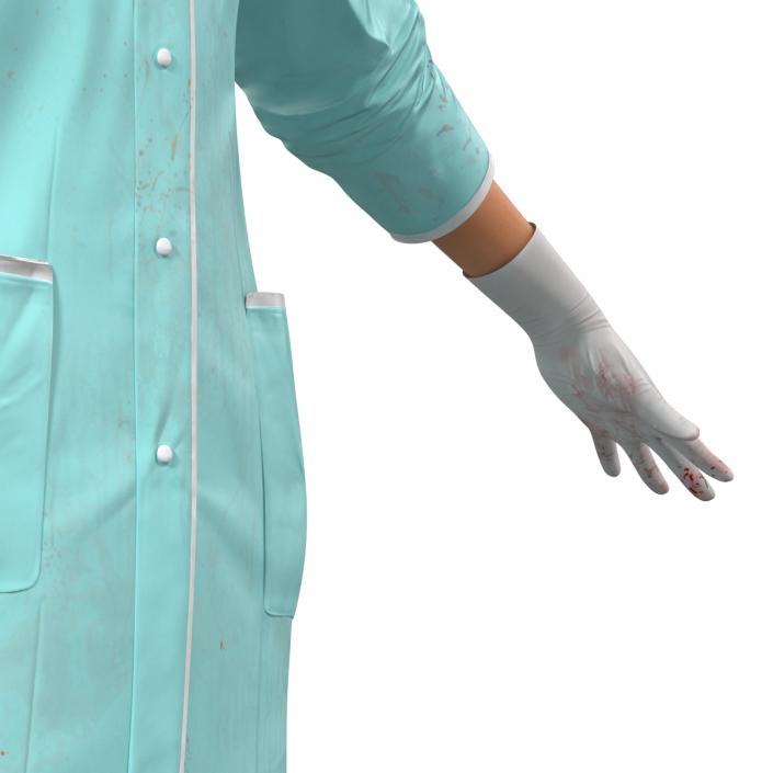 3D Female Surgeon Mediterranean with Blood Rigged 2 model