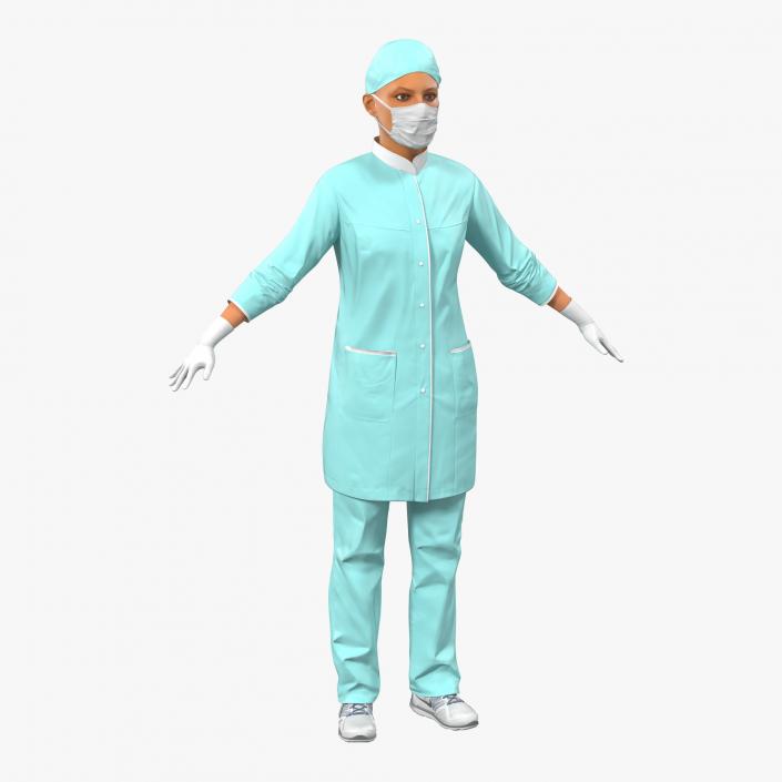 3D Female Surgeon Mediterranean model