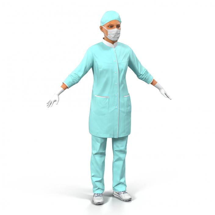 3D Female Surgeon Mediterranean model