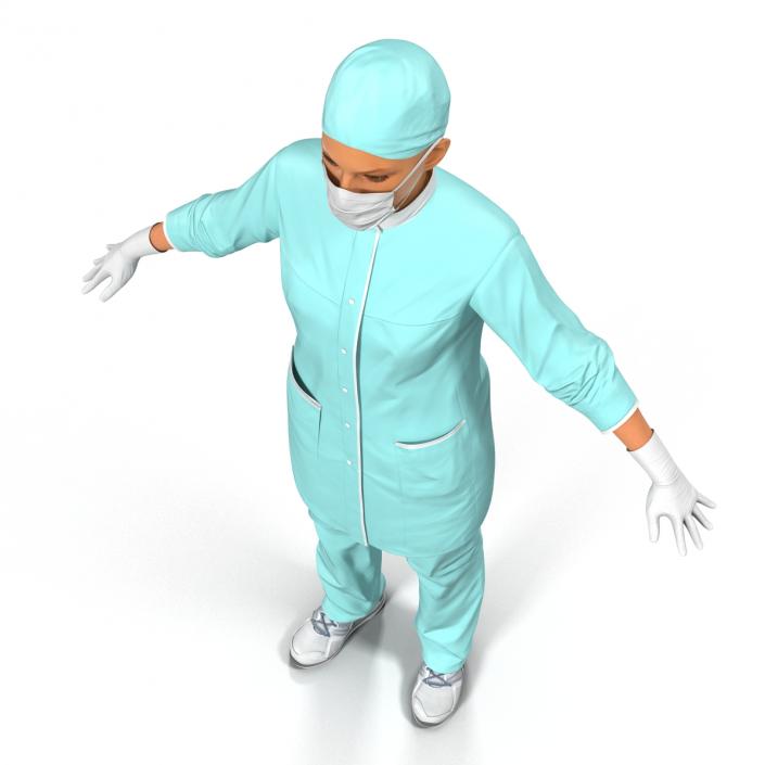 3D Female Surgeon Mediterranean model