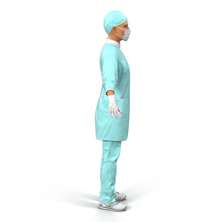 Female Surgeon Mediterranean with Blood 3D model