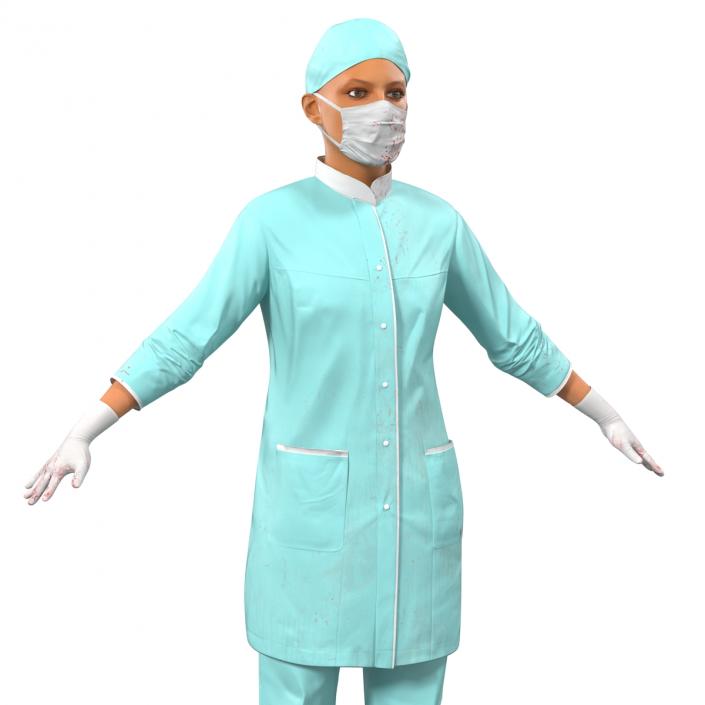 Female Surgeon Mediterranean with Blood 3D model