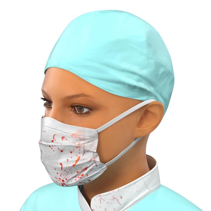 Female Surgeon Mediterranean with Blood 3D model