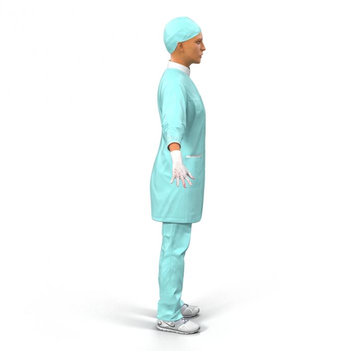 3D Female Surgeon Mediterranean with Blood 2