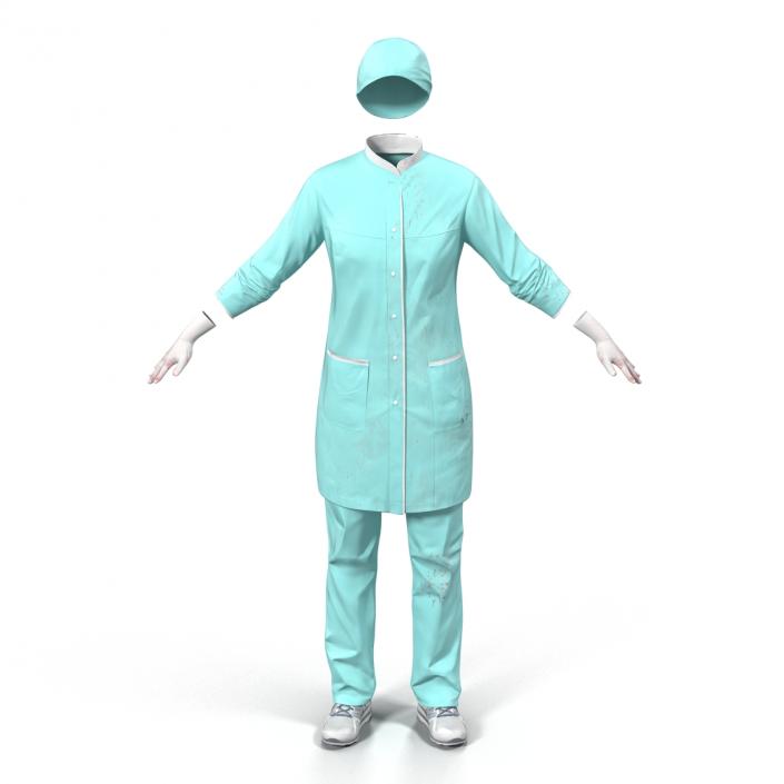 3D Female Surgeon Dress with Blood 2 model