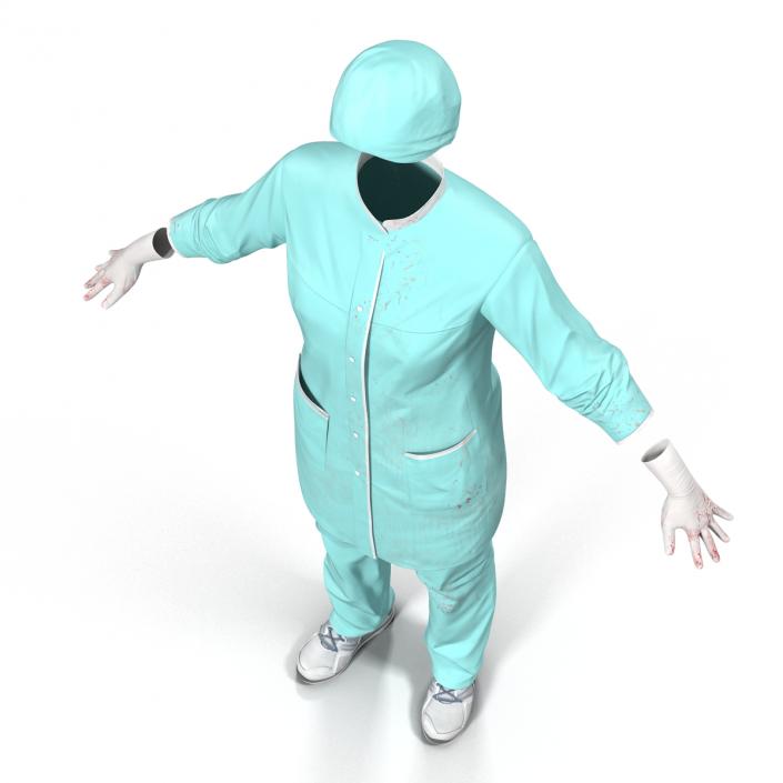 3D Female Surgeon Dress with Blood 2 model