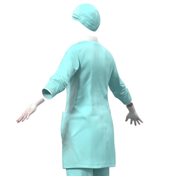 3D Female Surgeon Dress with Blood 2 model