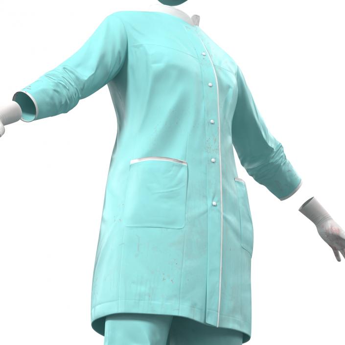 3D Female Surgeon Dress with Blood 2 model