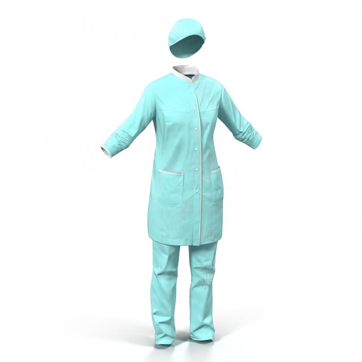 3D Female Surgeon Dress with Blood 3 model