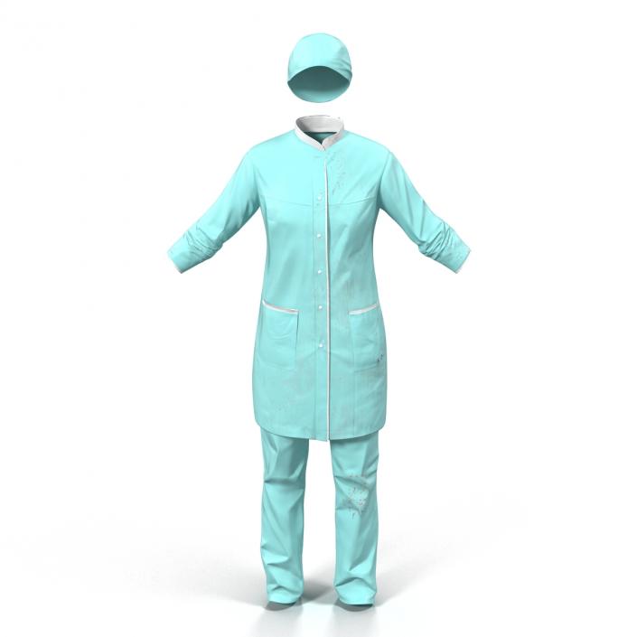 3D Female Surgeon Dress with Blood 3 model