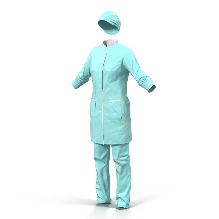 3D Female Surgeon Dress with Blood 3 model