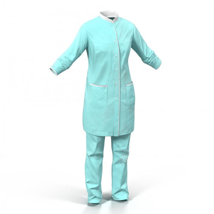 3D Female Surgeon Dress with Blood 4 model