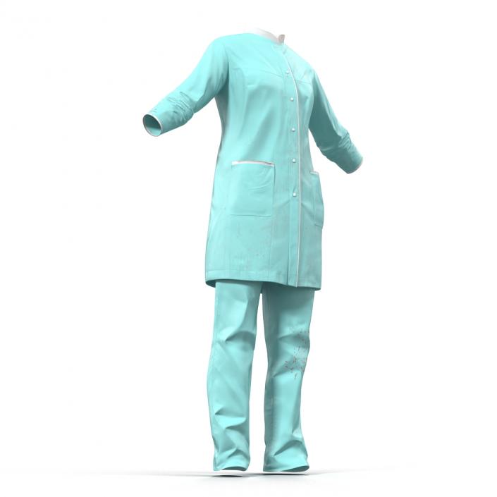 3D Female Surgeon Dress with Blood 4 model