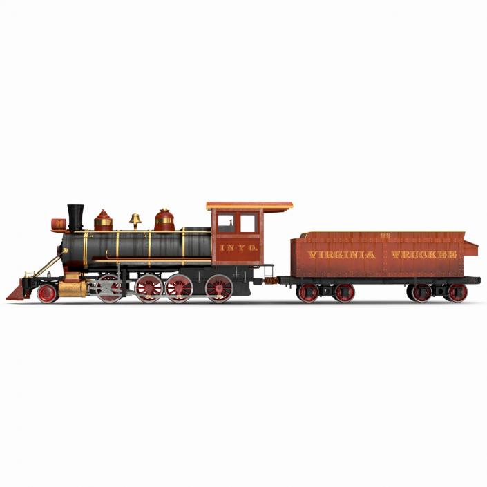 Steam Train with Wagon 2 3D model