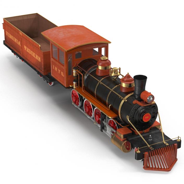 Steam Train with Wagon 2 3D model