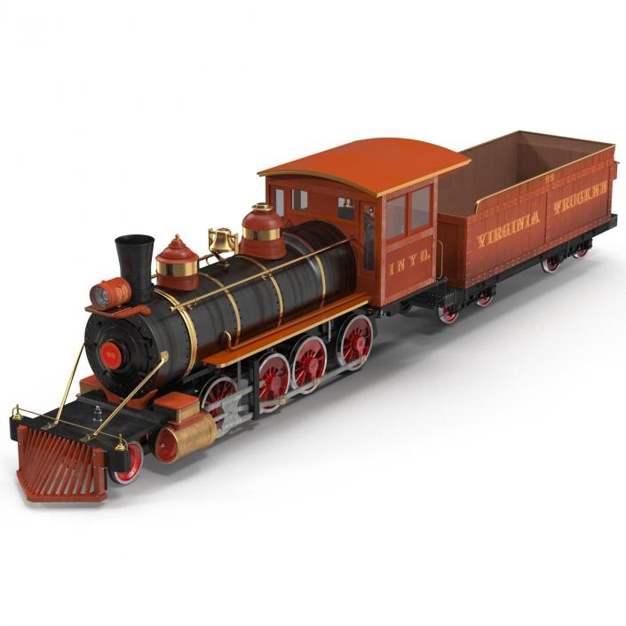 Steam Train with Wagon 2 3D model