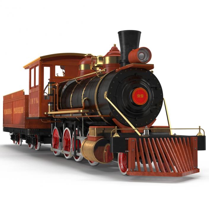 Steam Train with Wagon 2 3D model