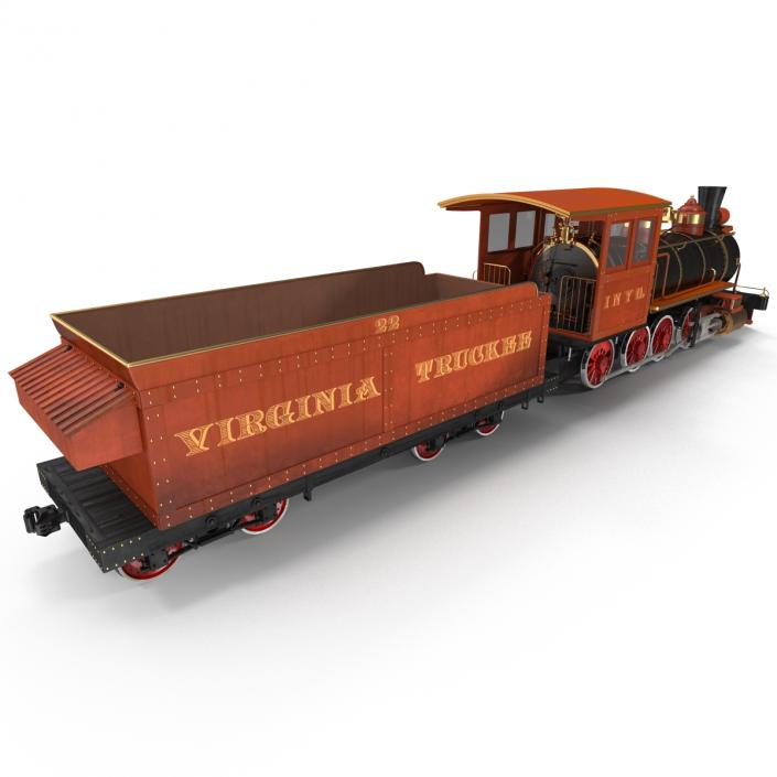 Steam Train with Wagon 2 3D model