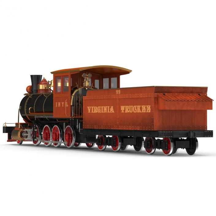 Steam Train with Wagon 2 3D model