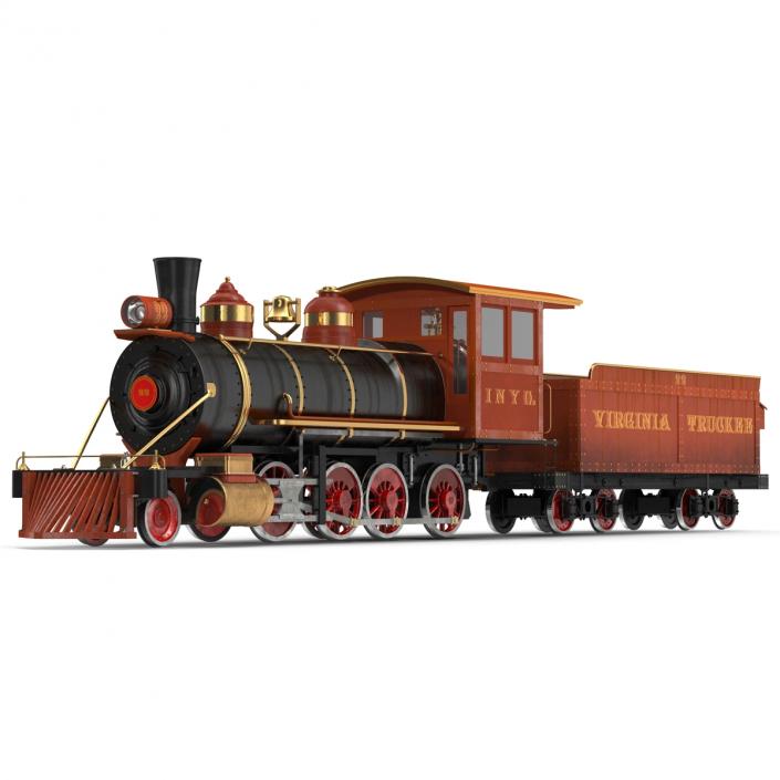 Steam Train with Wagon 2 3D model