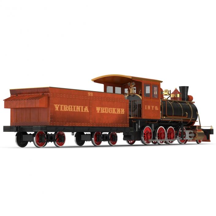 Steam Train with Wagon 2 3D model