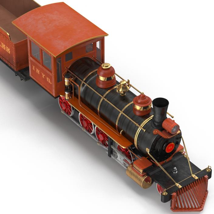 Steam Train with Wagon 2 3D model