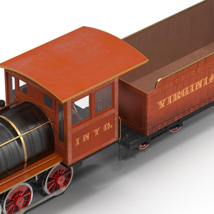 Steam Train with Wagon 2 3D model