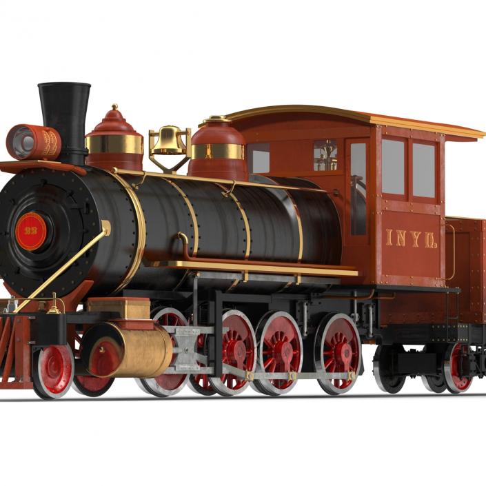 Steam Train with Wagon 2 3D model