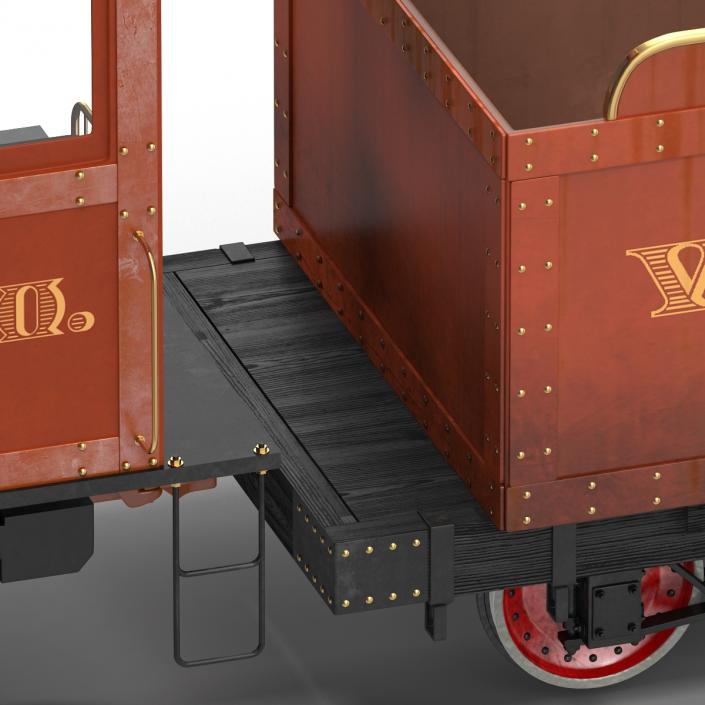 Steam Train with Wagon 2 3D model