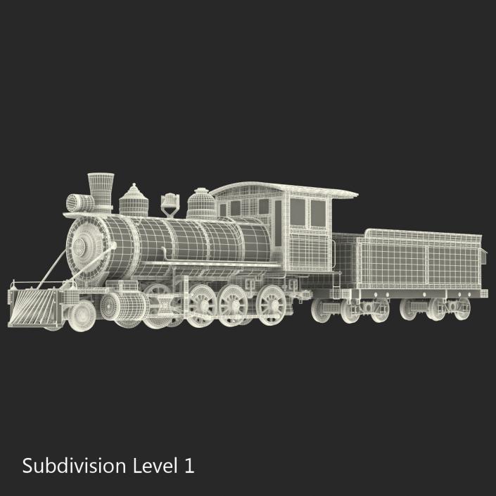 Steam Train with Wagon 2 3D model