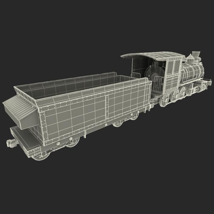 Steam Train with Wagon 2 3D model