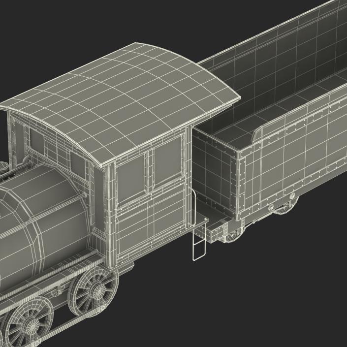 Steam Train with Wagon 2 3D model