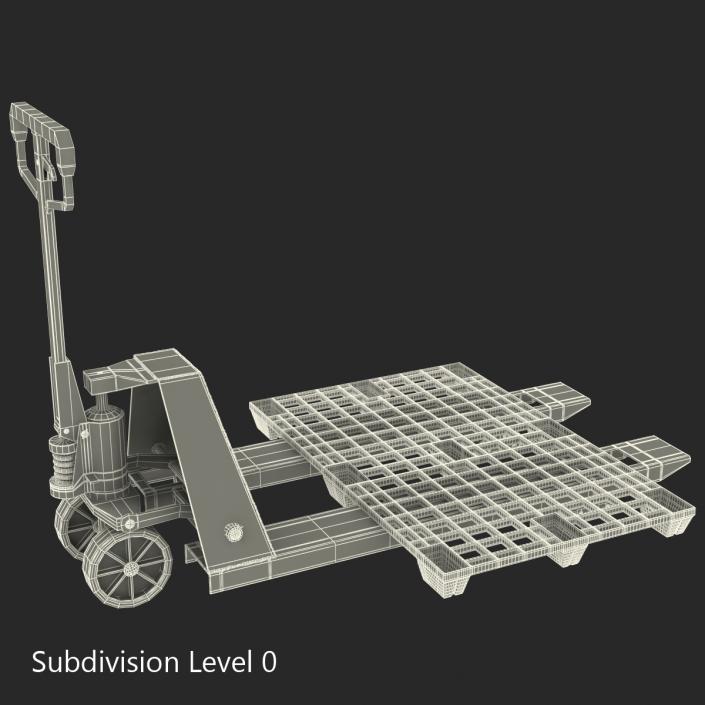 Pallet Jack and Plastic Pallet 2 3D