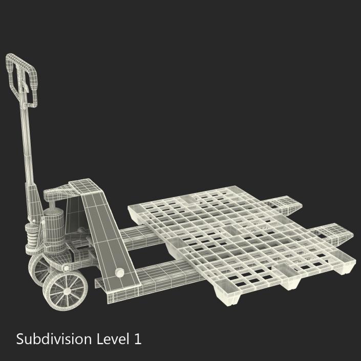 Pallet Jack and Plastic Pallet 2 3D