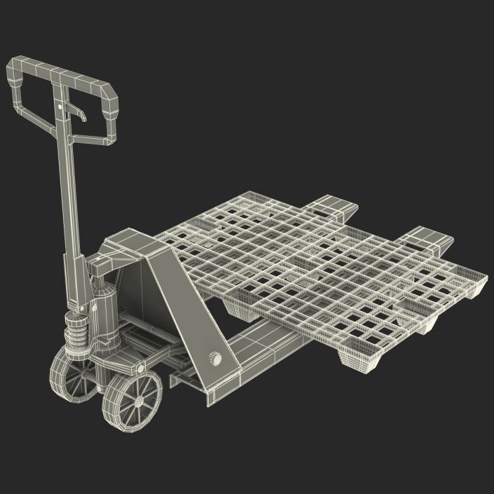 Pallet Jack and Plastic Pallet 2 3D