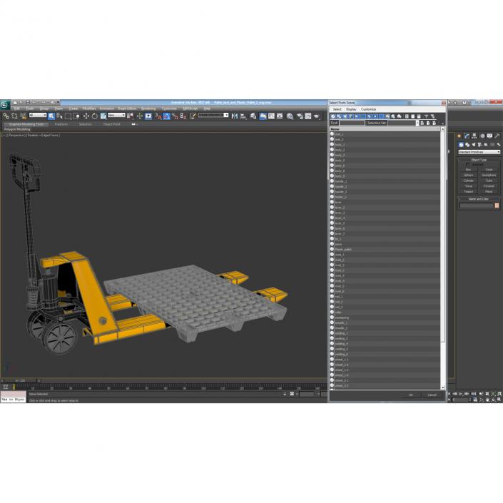 Pallet Jack and Plastic Pallet 2 3D