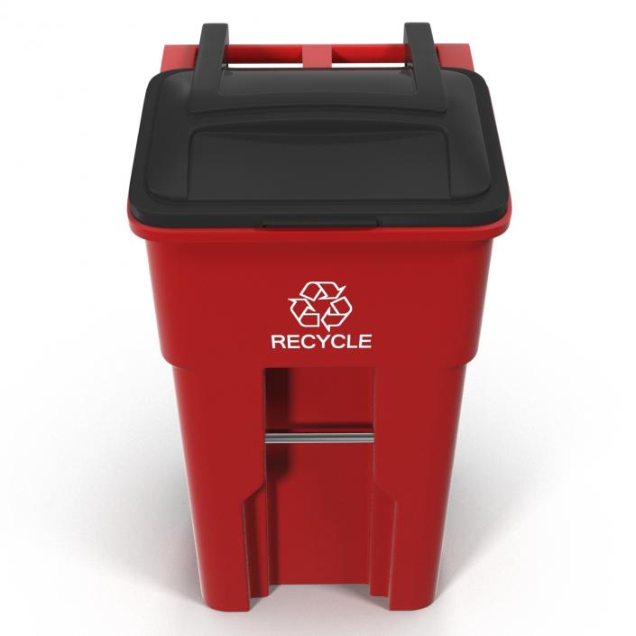 3D Rollout Recycling Container Red