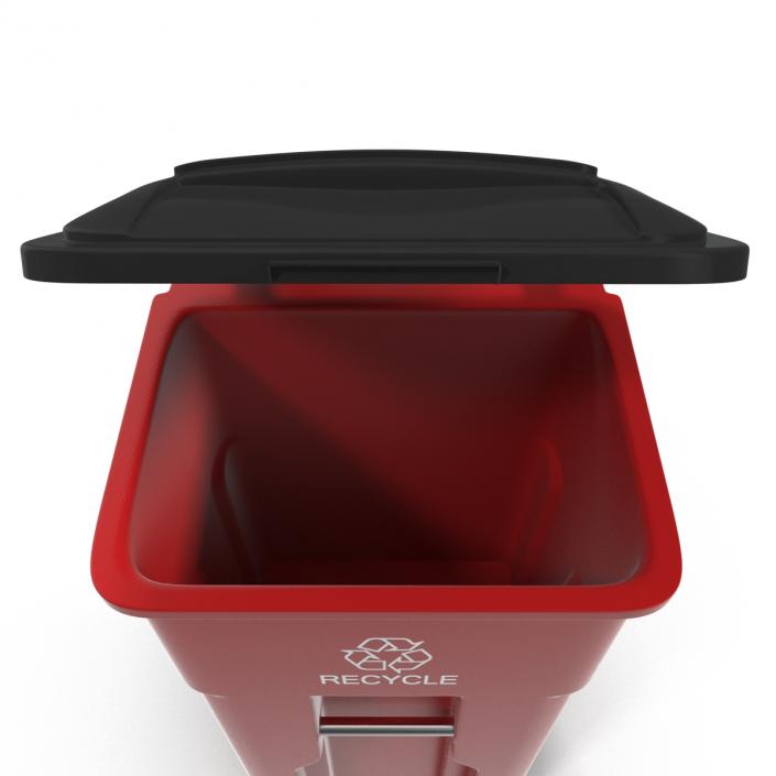 3D Rollout Recycling Container Red