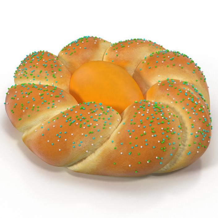 3D Easter Tsoureki Bread with Ellow Egg