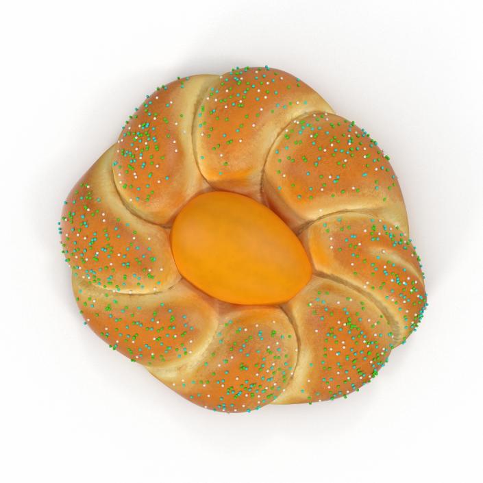 3D Easter Tsoureki Bread with Ellow Egg