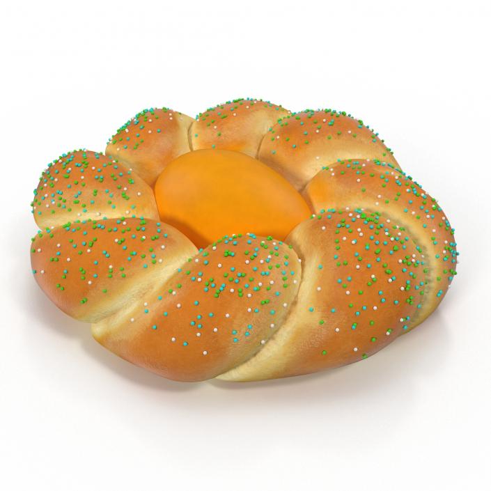 3D Easter Tsoureki Bread with Ellow Egg