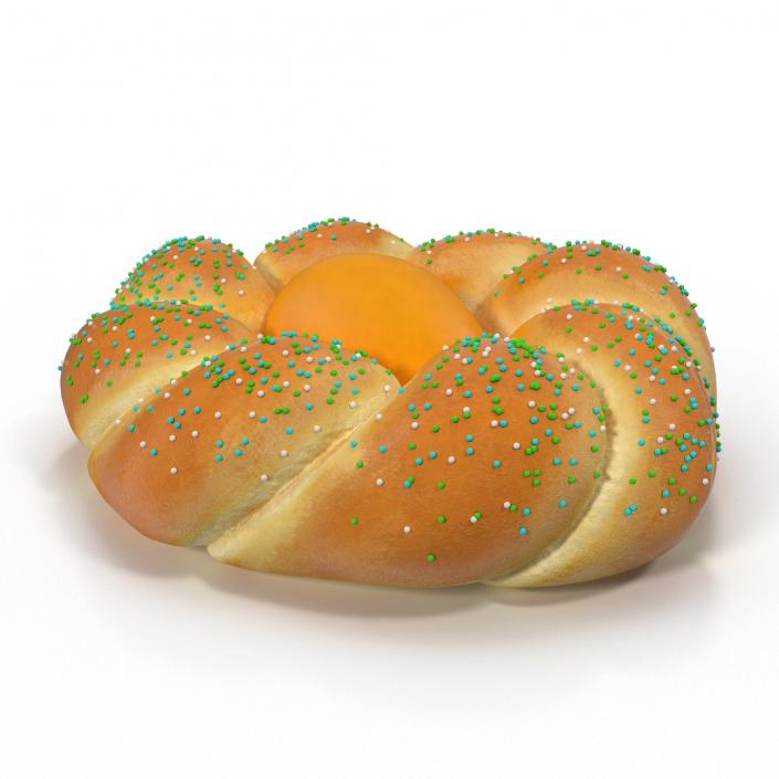 3D Easter Tsoureki Bread with Ellow Egg