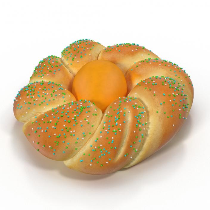 3D Easter Tsoureki Bread with Ellow Egg