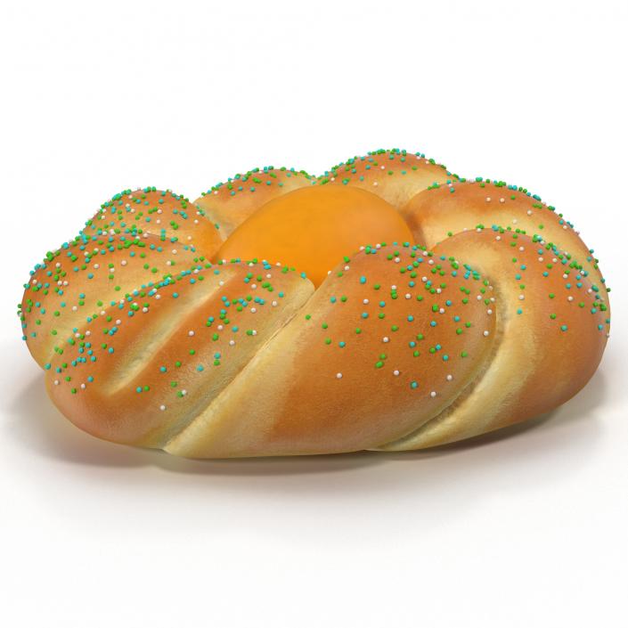 3D Easter Tsoureki Bread with Ellow Egg