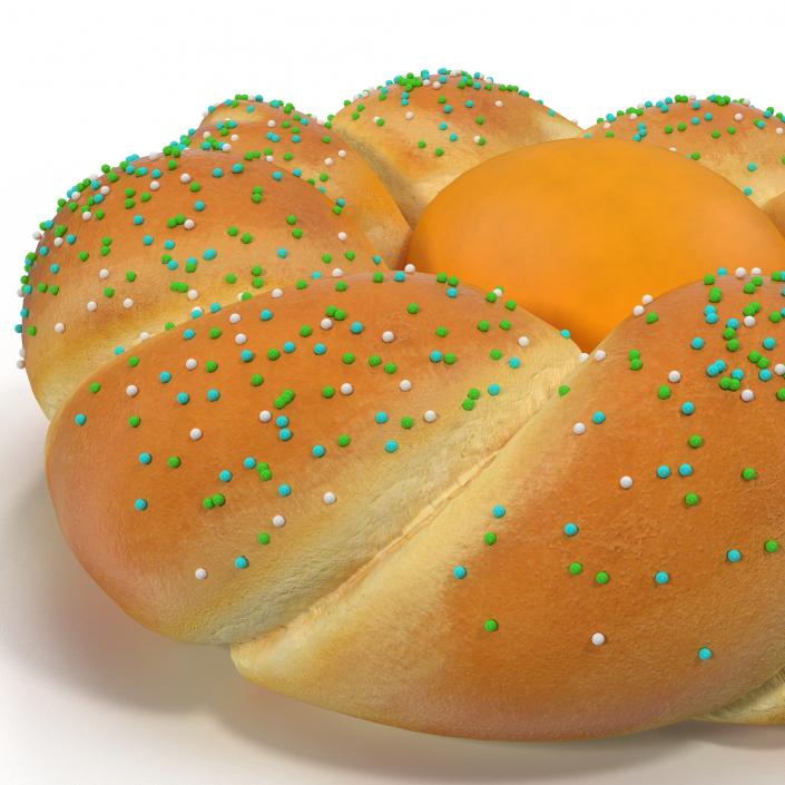 3D Easter Tsoureki Bread with Ellow Egg