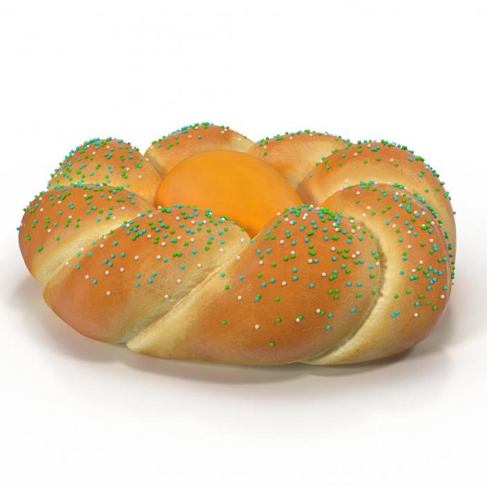 3D Easter Tsoureki Bread with Ellow Egg