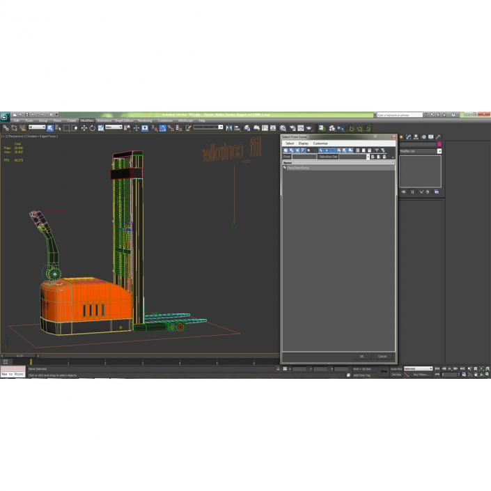 3D Electric Reach Walkie Stacker Rigged Orange model