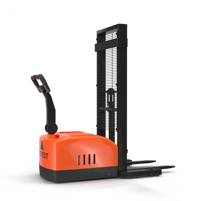 3D Electric Reach Walkie Stacker Rigged Orange model