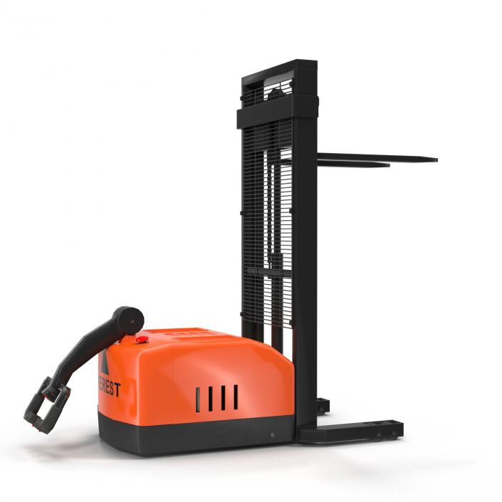 3D Electric Reach Walkie Stacker Rigged Orange model